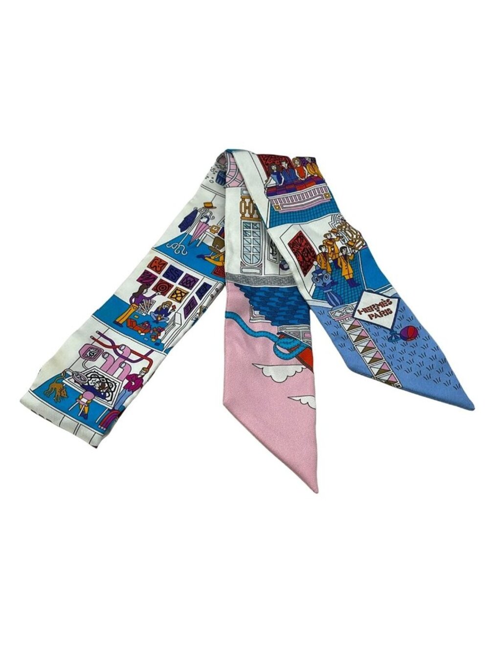 Hermes Scarf Twilly Blue White Multi la Maison Des Carres